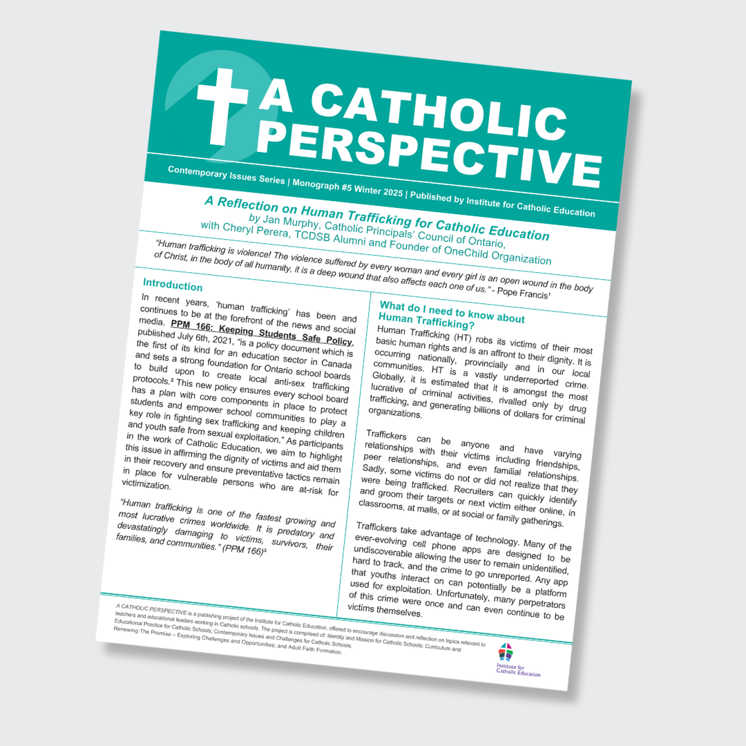 A Reflection on Human Trafficking for Catholic Education